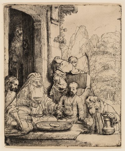 天使をもてなすアブラハム 作： Rembrandt van Rijn