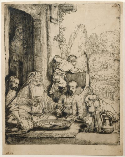 天使をもてなしたアブラハム 作： Rembrandt van Rijn