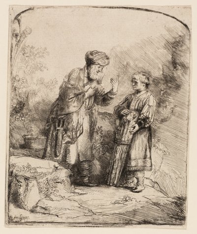 アブラハムとイサク 作： Rembrandt van Rijn