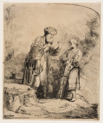 アブラハムとイサク 作： Rembrandt van Rijn