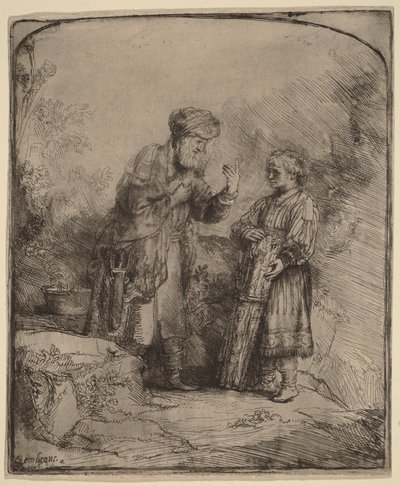 アブラハムとイサク 作： Rembrandt van Rijn