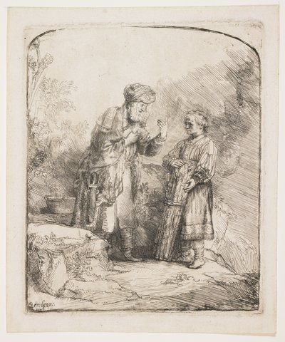 アブラハムとアイザック、1645 作： Rembrandt van Rijn