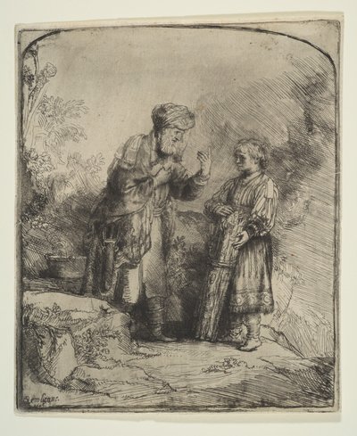 アブラハムとアイザック、1645。 作： Rembrandt van Rijn
