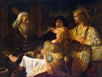 アブラハムと三人の天使、1630年代。 作： Rembrandt van Rijn