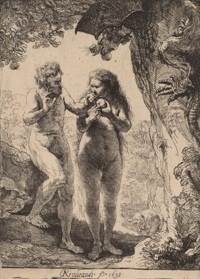 アダムとイブ、1638年。 作： Rembrandt van Rijn