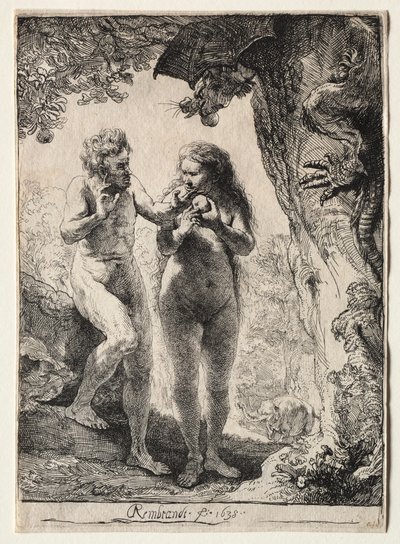アダムとイブ、1638年。 作： Rembrandt van Rijn