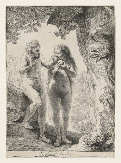 アダムとイブ、1638 作： Rembrandt van Rijn
