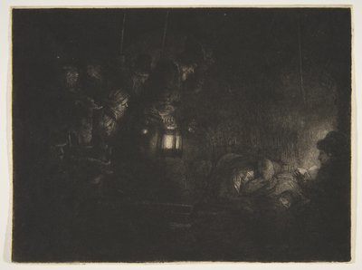 羊飼いの崇拝：ナイトピース、ca。 1657年。 作： Rembrandt van Rijn