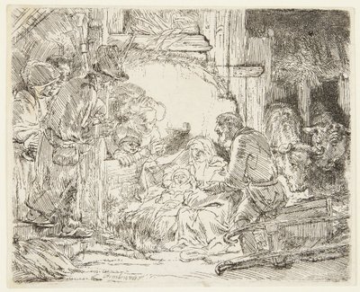 ランプを持った羊飼いたちの礼拝 作： Rembrandt van Rijn