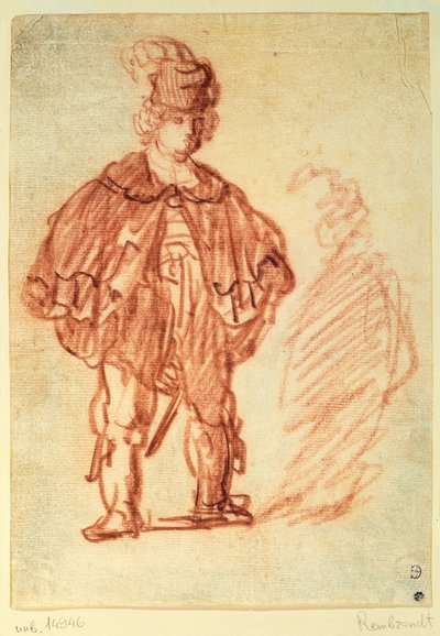 立っている俳優（sanguine） 作： Rembrandt van Rijn