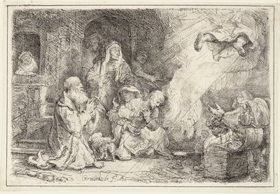 トビアスの家族から出発した天使、1641 作： Rembrandt van Rijn