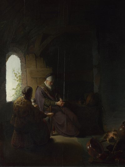 アンナとブラインドトビット、1630年頃 作： Rembrandt van Rijn