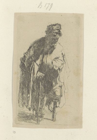 木の脚の乞食 Requeil de quatre-vingt-cinq estampes originales (シリーズタイトル) 作： Rembrandt van Rijn