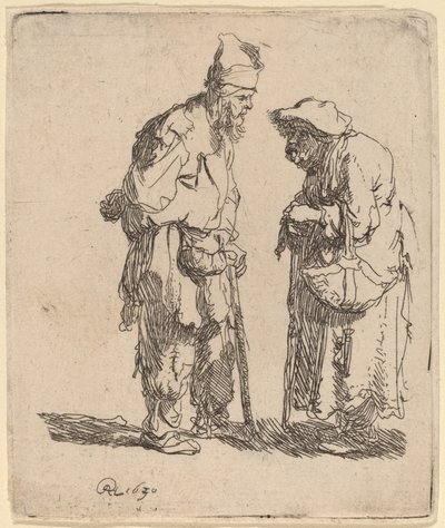物乞いの男と物乞いの女の会話 作： Rembrandt van Rijn