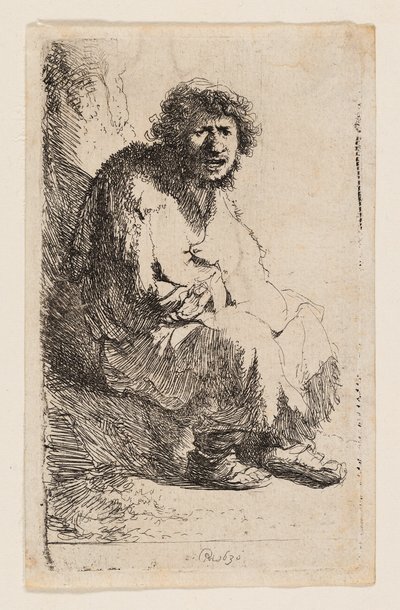 銀行に座っている物乞い 作： Rembrandt van Rijn