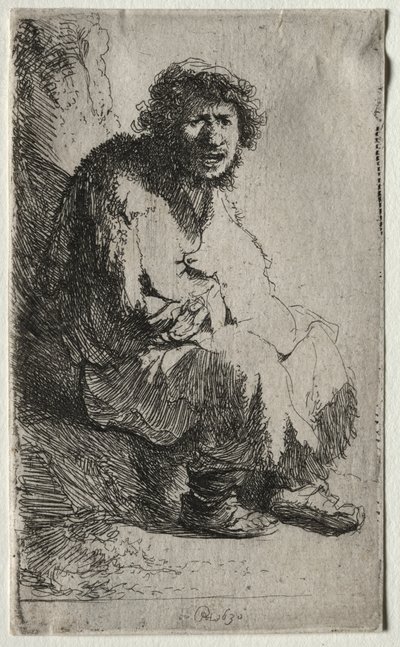銀行に座っている物乞い 作： Rembrandt van Rijn