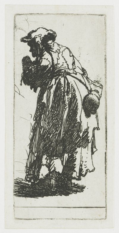 ひょうたんを持った物乞いの女 作： Rembrandt van Rijn