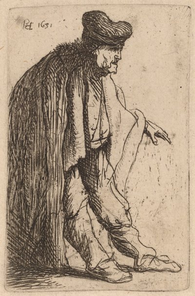左手を伸ばした物乞い 作： Rembrandt van Rijn
