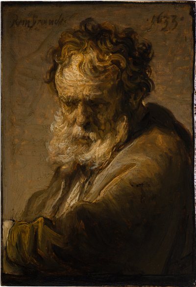 ひげを生やした老人のバスト、1633年。 作： Rembrandt van Rijn