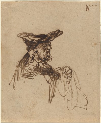 フラットキャップの老人のバスト 作： Rembrandt van Rijn