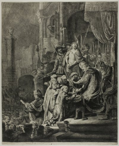 ピラトの前のキリスト：大皿 作： Rembrandt van Rijn