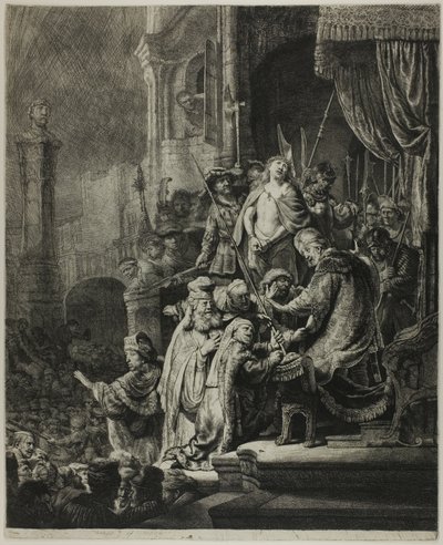 ピラトの前のキリスト：大皿 作： Rembrandt van Rijn