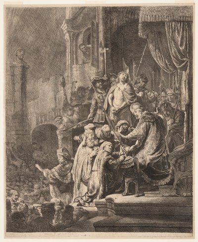 ピラトの前のキリスト：大皿 作： Rembrandt van Rijn
