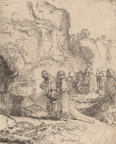 墓に運ばれるキリスト、c。 1645年。 作： Rembrandt van Rijn