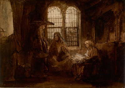 マーサとマリアと会話するキリスト、約1652年 作： Rembrandt van Rijn