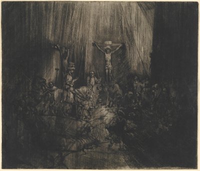 二人の盗賊の間に磔にされたキリスト（三つの十字架） 作： Rembrandt van Rijn