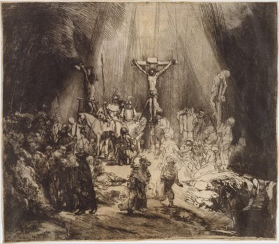 二人の盗賊の間で十字架につけられたキリスト: 三つの十字架, 1653., 1653. 作： Rembrandt van Rijn