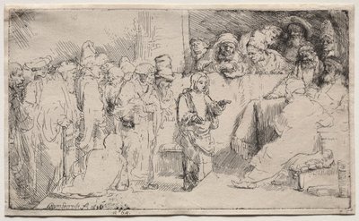 医者と論争するキリスト: スケッチ 作： Rembrandt van Rijn