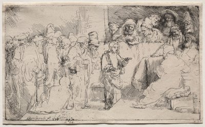 医師との論争のキリスト：スケッチ、1652年。 作： Rembrandt van Rijn