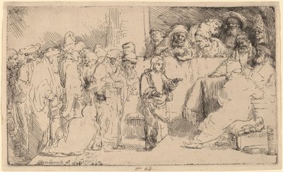 医者と論争するキリスト: スケッチ 作： Rembrandt van Rijn