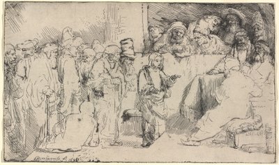 医者と論争するキリスト: スケッチ 作： Rembrandt van Rijn