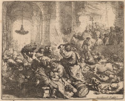 寺院から両替商を追い払うキリスト 作： Rembrandt van Rijn