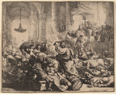 寺院から両替商を追い払うキリスト 作： Rembrandt van Rijn