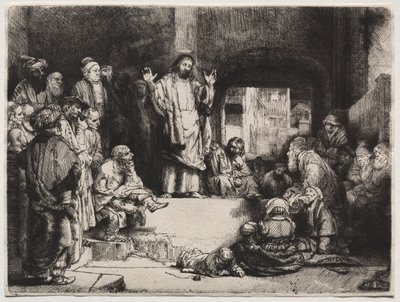 キリストは小さな墓を説教、c。 1657 作： Rembrandt van Rijn