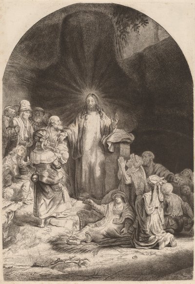 100ギルダー版画からのキリストの説教と癒しの断片、c。 1649年。 作： Rembrandt van Rijn
