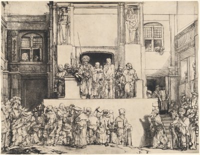 人々に差し出されたキリスト：長方形のプレート 作： Rembrandt van Rijn