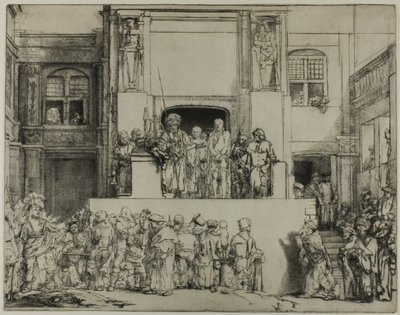 人々に差し出されたキリスト：長方形のプレート 作： Rembrandt van Rijn