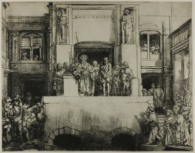 人々に差し出されたキリスト：長方形のプレート 作： Rembrandt van Rijn