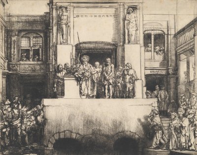 人々に差し出されたキリスト：長方形の皿、1655年。 作： Rembrandt van Rijn