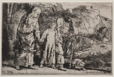 両親と一緒に神殿から戻ってきたキリスト 作： Rembrandt van Rijn