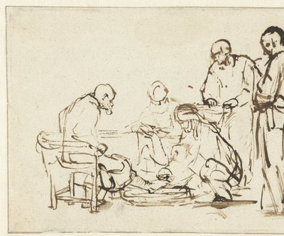 弟子たちの足を洗うキリスト 作： Rembrandt van Rijn