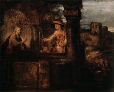 キリストとサマリアの女、1659年。 作： Rembrandt van Rijn