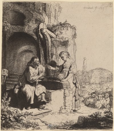 廃墟の中でキリストとサマリアの女 作： Rembrandt van Rijn