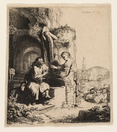 廃墟の中でキリストとサマリアの女 作： Rembrandt van Rijn