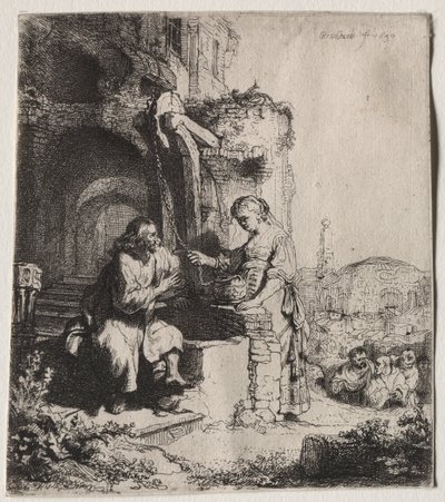 廃墟の中でキリストとサマリアの女 作： Rembrandt van Rijn