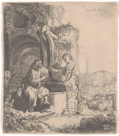 キリストと廃墟の中のサマリアの女、1634年 作： Rembrandt van Rijn